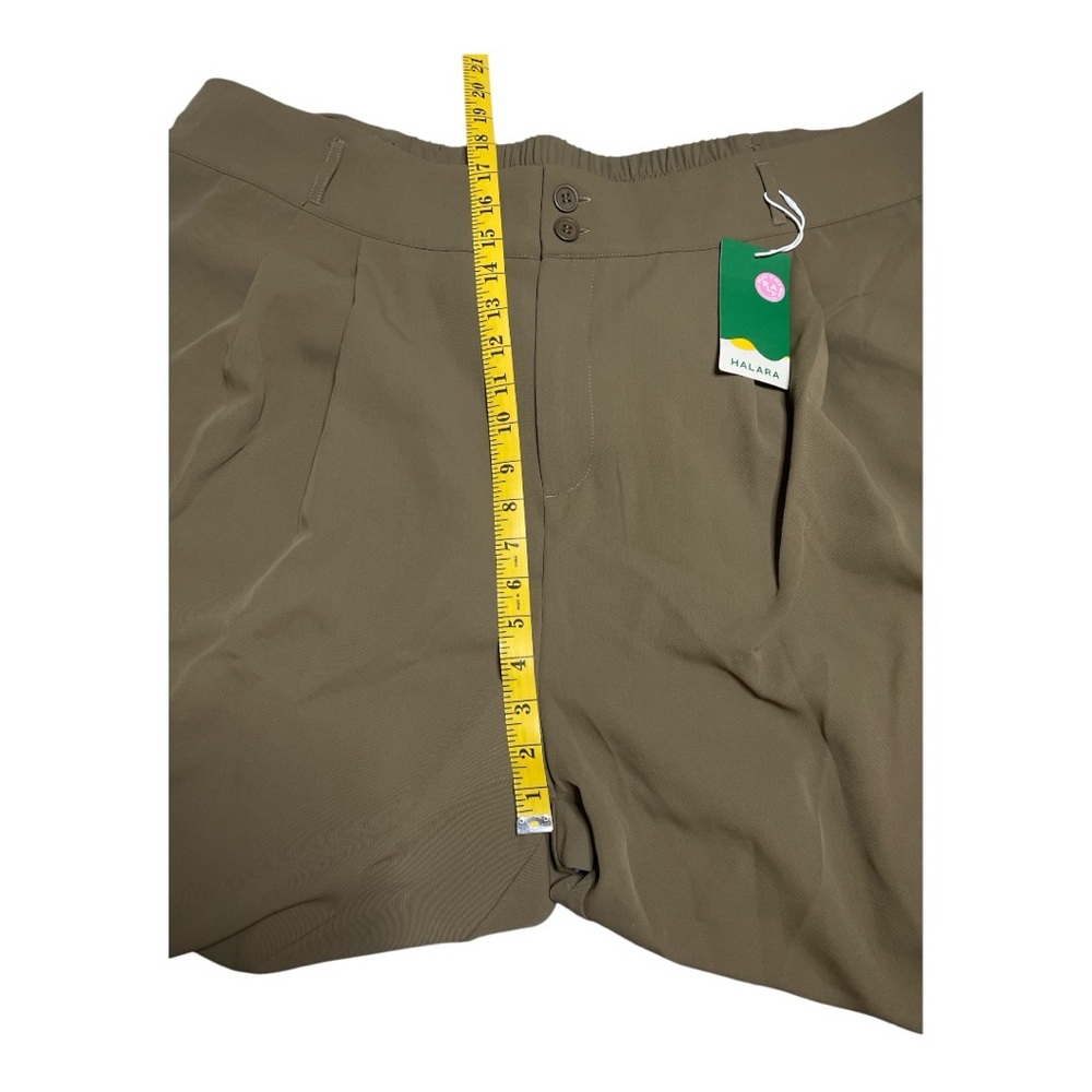 HALARA High Waisted Button Zipper Side Pocket Shirred Straight Leg Work Pants - Picture 6 of 6